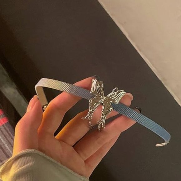 Jeans Butterfly Necklace Choker - Picture 3 of 5